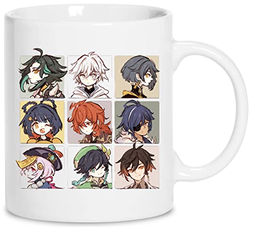 Genshin Impact Charaktere Chibi Assemble Keramik Weiß Tassen Kaffeebecher Cup Mug von wigoro