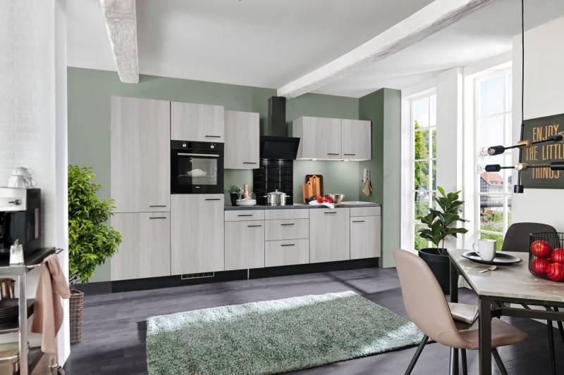 wiho Küchen Küche Nisos, Soft-Close, 340 cm, Backofen matt schwarz, Teleskopauszug von wiho Küchen
