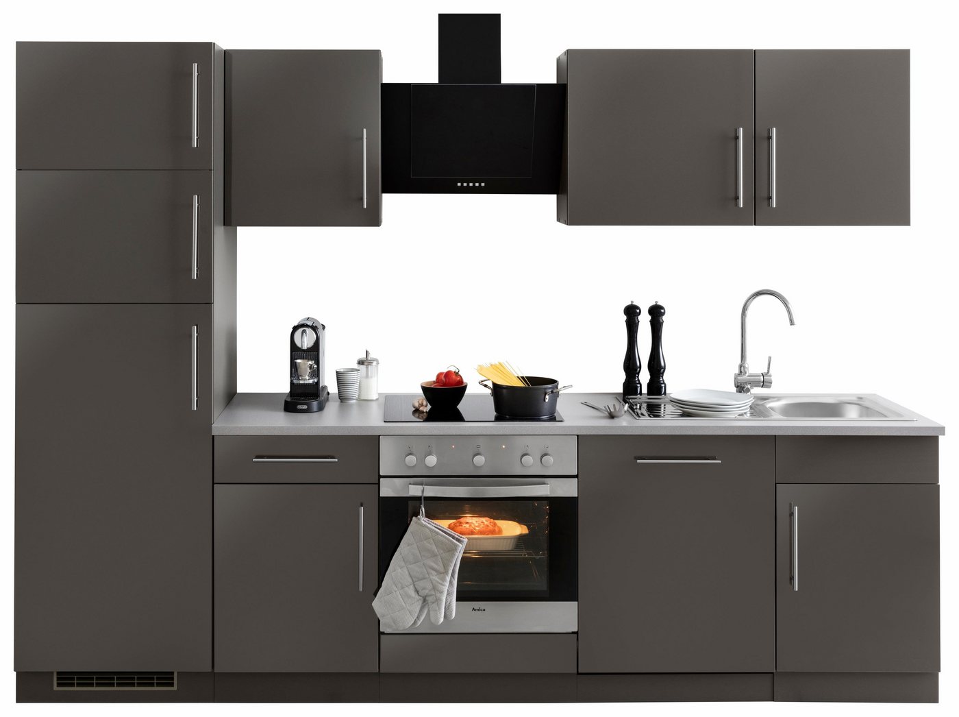 wiho Küchen Küchenzeile Cali, mit E-Geräten und Kühl-Gefrierkombination, Breite 280 cm von wiho Küchen