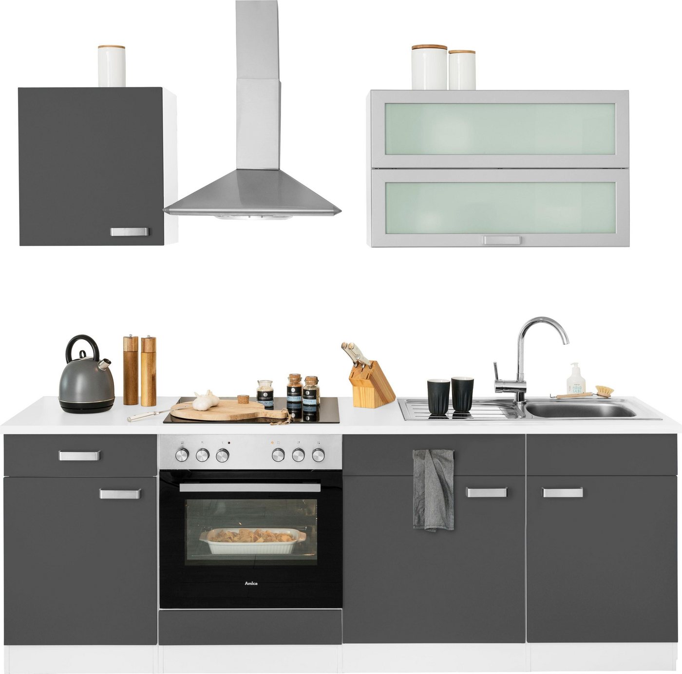 wiho Küchen Küchenzeile Husum, mit E-Geräten, Breite 220 cm von wiho Küchen
