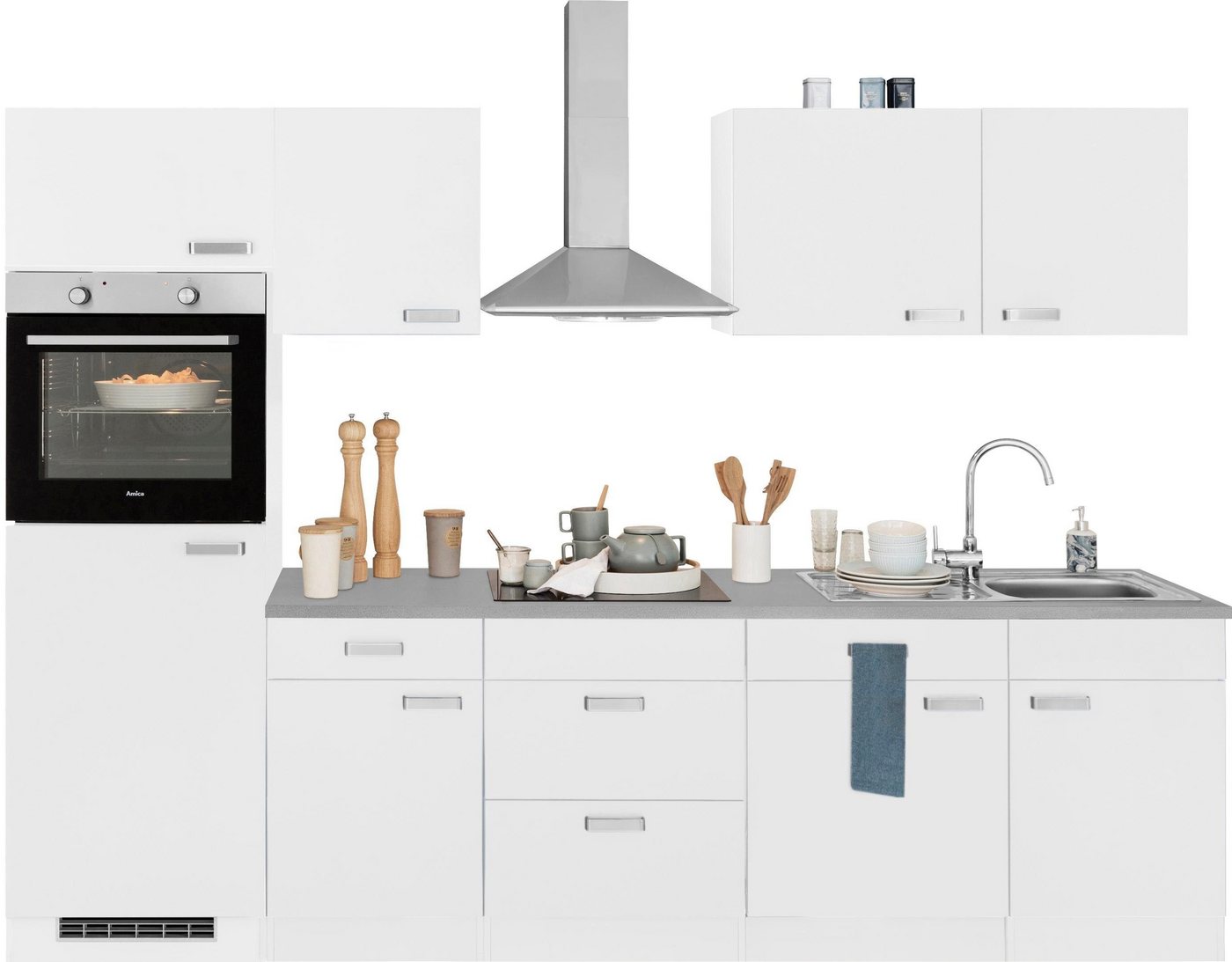 wiho Küchen Küchenzeile Husum, mit E-Geräten, Breite 280 cm von wiho Küchen