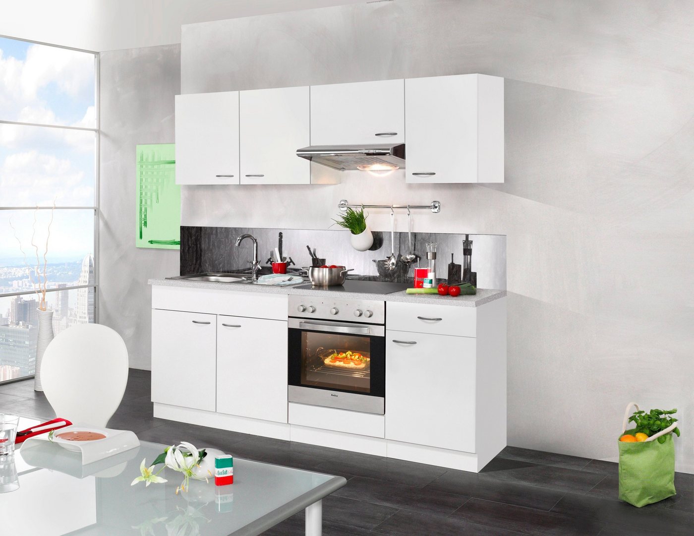 wiho Küchen Küchenzeile Valencia, mit E-Geräten, Breite 210 cm von wiho Küchen