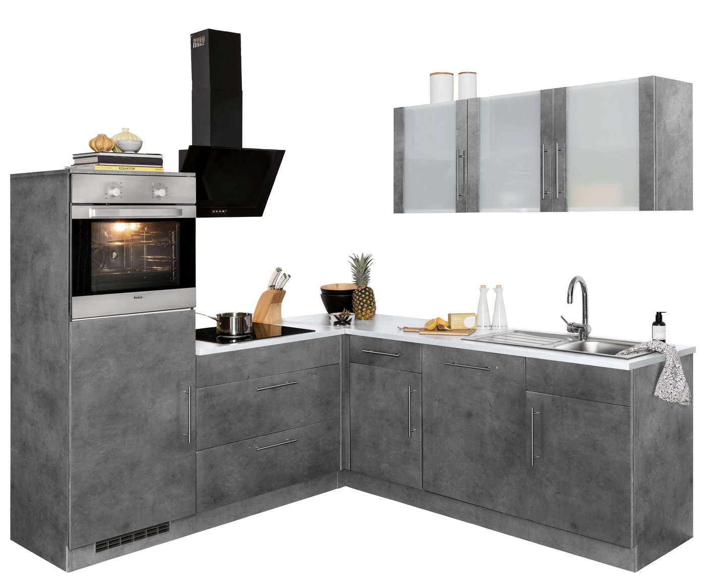 wiho Küchen Winkelküche Cali, mit E-Geräten, Stellbreite 210 x 220 cm von wiho Küchen