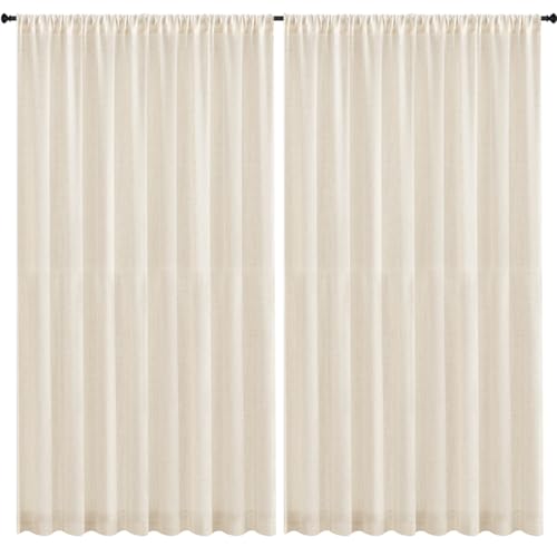 wiipara 2er Set Voile Vorhang Sheer Leinenvorhang, Gardinen Lichtdurchlässig für Schlafzimmer Wohnzimmer, Fensterschal Curtain Leinenoptik Luftige Gardinenschals, Rod Pocket (Elfenbeinweiß, 132x240cm) wiipara 2er Set Voile Vorhang Sheer Leinenvorhang, Gardinen Lichtdurchlässig für Schlafzimmer Wohnzimmer, Fensterschal Curtain Leinenoptik Luftige Gardinenschals, Rod Pocket (Elfenbeinweiß, 132x240cm) von wiipara