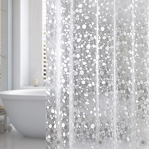 wiipara Duschvorhang 180x180 Transparent Eva Shower Curtains Duschvorhang Anti Schimmel Wasserdicht 3D Steinmuster Duschvorhänge mit Gewicht Magnet unten, Bad Vorhang inkl. 12 Duschvorhangringen von wiipara