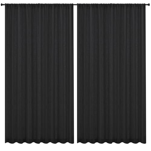 wiipara Sheer Vorhang 2er Set, Vorhang Noppengarnoptik Halbtransparent Gardinen, Voile Durchsichtig Dekoschal Vorhänge für Schlafzimmer Wohnzimmer, Luftige Gardinenschals Curtains, Rod Pocket von wiipara