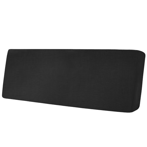 wiipara Sofa Sitzkissenbezug Stretch Kissenbezüge Sitzkissenschutz, Elastischer Sofabezug Sofa Überzug L Form Husse Bezug für Sofa Sitzkissen, Sofaüberwurf rutschfest Tartan Stoff (3 Sitzer, Schwarz) von wiipara