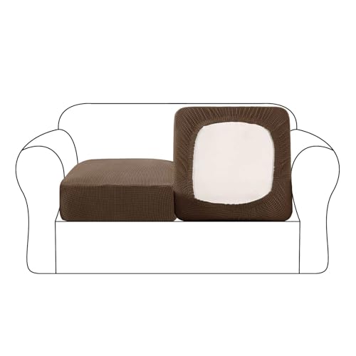 wiipara Stretch Sofa Sitzkissenbezug, Couch Cover Sofa Überzug L Form Sofasitzbezug, Sofabezug 2 Sitzer Braun von wiipara