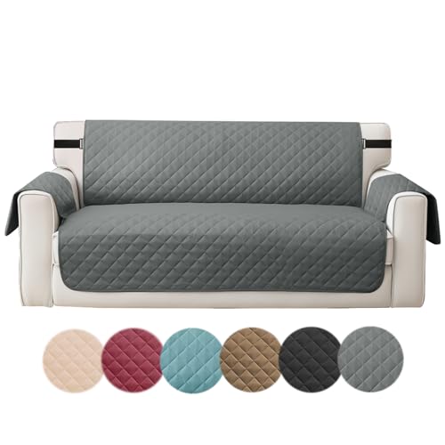 wiipara Sofaschoner rutschfest Sofabezug Schutzdecke für Haustier, Couch Überzug Schonbezug Wasserabweisende Sofa Überwurfdecke Sofadecken für Sitzfläche, Sofaschutz - Sofa Überzug 1 Sitzer, Grau von wiipara