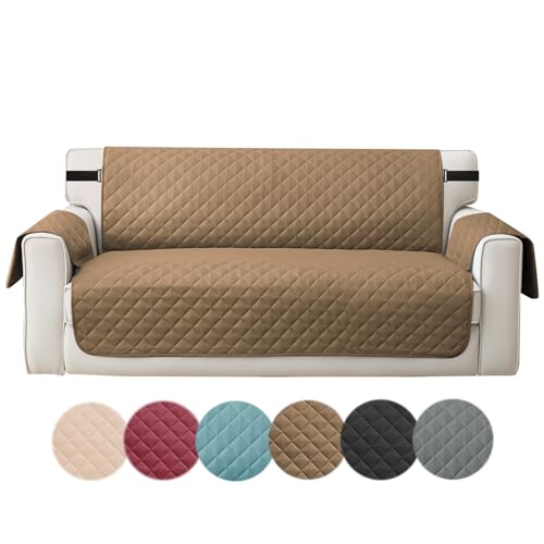 wiipara Sofaschoner rutschfest Sofabezug Schutzdecke für Haustier, Couch Überzug Schonbezug Wasserabweisende Sofa Überwurfdecke Sofadecken für Sitzfläche, Sofaschutz - Sofa Überzug 3 Sitzer, Khaki von wiipara