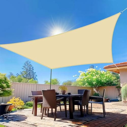 wiipara Sonnensegel Wasserdicht Rechteckig, Premium Polyester Sonnensegel für Balkon Terrasse Sonnenschutz, UV Schutz, Segeltuch Wasserdicht Regenschutz, inkl. Befestigungsseile - Beige, 2x3m von wiipara