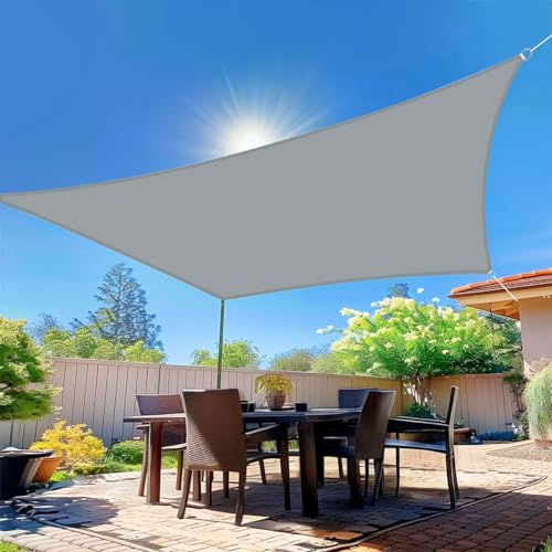 wiipara Sonnensegel Wasserdicht Rechteckig, Premium Polyester Sonnensegel für Balkon Terrasse Sonnenschutz, UV Schutz, Segeltuch Wasserdicht Regenschutz, inkl. Befestigungsseile - Hellgrau, 2x3m von wiipara