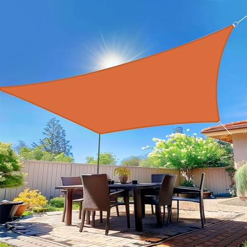 wiipara Sonnensegel Wasserdicht Rechteckig, Premium Polyester Sonnensegel für Balkon Terrasse Sonnenschutz, UV Schutz, Segeltuch Wasserdicht Regenschutz, inkl. Befestigungsseile - Orange, 2x3m von wiipara