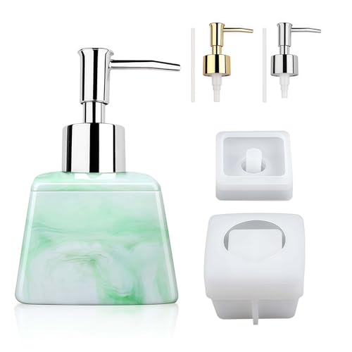WIKIMO Silikonformen Gießformen Epoxidharz Formen für Seifenspender Mit Pumpe und Strohhalm, Resin Formen Set für DIY Badezimmer (Quadrat) von wikimo