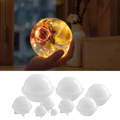 WIKIMO 9 Stück Epoxidharz Formen Kugel, DIY Klare Ball Silikonformen Epoxidharz Gießformen für Kristall und Desktop Dekoration von wikimo