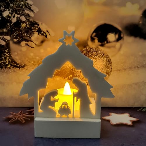 WIKIMO Silikonform Weihnachten für Krippe, Silikonformen Gießformen für 3D Kerzenhalter Gips Krippe, Einfache Freigabe Gipsformen zum Gießen Weihnachten von wikimo