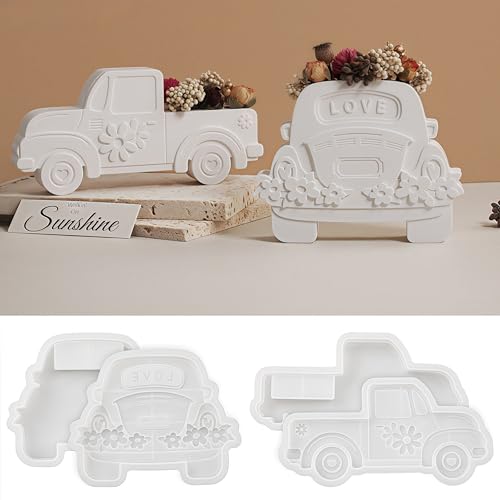 wikimo 4 Stück Silikonformen Gießformen Car, Gießformen Silikon für Auto, Silikon Gießformen Vase Gips zum Gießen Silikonform von wikimo