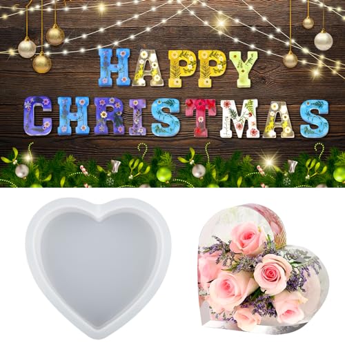 wikimo Silikonformen Gießformen Groß für Epoxidharz, 7 Zoll Epoxidharz Formen für 3D-Herzform, Silikonform GießForm für Geburtstag Hochzeit Party Weihnachten Kunst Basteln Ornamente von wikimo