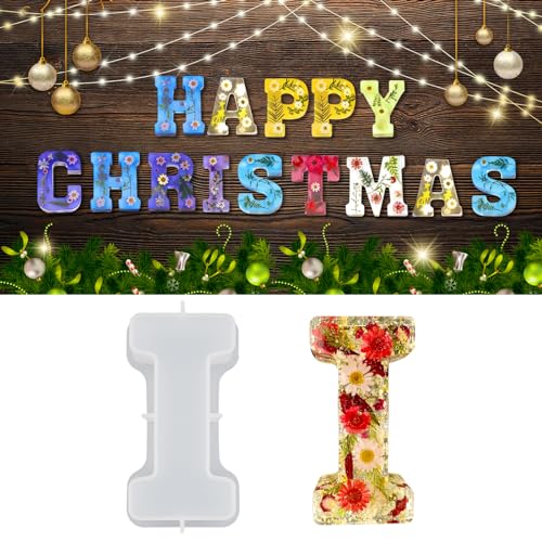 wikimo Silikonform Buchstaben Groß, 18 cm/7 inch Epoxidharz Formen für 3D-Alphabet, Silikonform GießForm für Geburtstag Hochzeit Party Weihnachten Kunst Basteln Ornamente（I） von wikimo