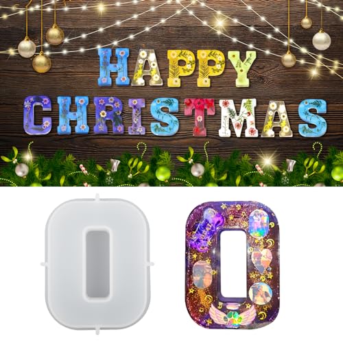 wikimo Silikonform Buchstaben Groß, 18 cm/7 inch Epoxidharz Formen für 3D-Alphabet, Silikonform GießForm für Geburtstag Hochzeit Party Weihnachten Kunst Basteln Ornamente（O） von wikimo