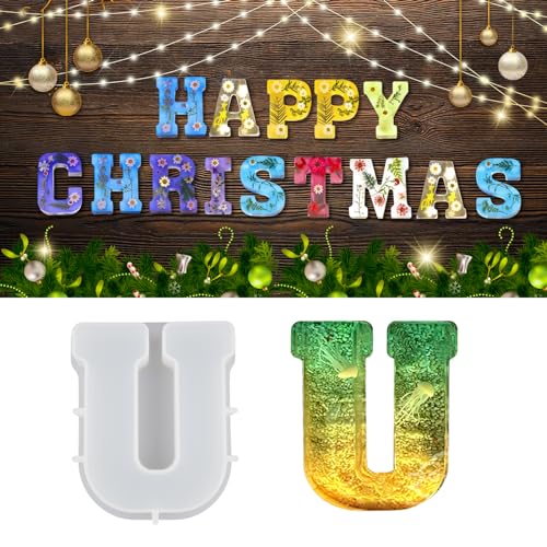 wikimo Silikonform Buchstaben Groß, 18 cm/7 inch Epoxidharz Formen für 3D-Alphabet, Silikonform GießForm für Geburtstag Hochzeit Party Weihnachten Kunst Basteln Ornamente(U) wikimo Silikonform Buchstaben Groß, 18 cm/7 inch Epoxidharz Formen für 3D-Alphabet, Silikonform GießForm für Geburtstag Hochzeit Party Weihnachten Kunst Basteln Ornamente(U) von wikimo