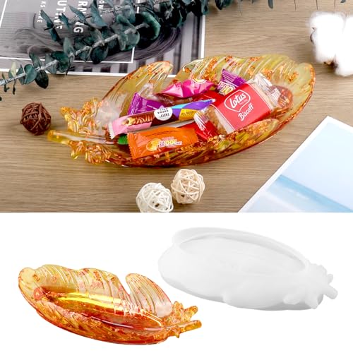 wikimo Silikonformen gießformen für Epoxidharz Tablett, DIY Epoxidharz Silikonform zur Herstellung von für Tablett in Blattform, DIY Bastelprojekte, Heimdekoration von wikimo