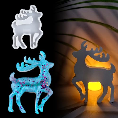 wikimo Silikonform Weihnachten Elch, Silikonformen Gießformen Weihnachten Kerze Handwerk für 3D Elch Geeignet für Gips, Epoxidharz von wikimo