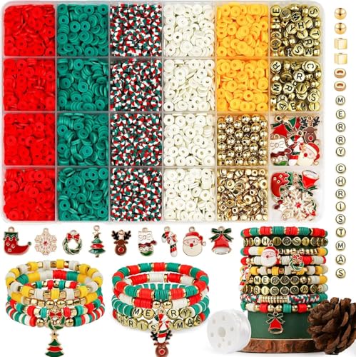 WIKIMO Weihnachten Perlen für Armbänder, 24 Felder Armbänder Selber Machen für Weihnachten DIY Bracelet Making Kit, Partys, Feiertage(Modell 1) von wikimo