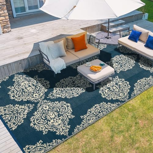 wikiwiki Outdoor-Teppich, 2,7 x 3,6 m, wasserdicht, wendbar, für drinnen und draußen, Kleiner Flächenteppich, Kunststoff-Strohteppich für Terrasse, Deck, Balkon, Pool, Wohnmobil, Camping, Strand wikiwiki Outdoor-Teppich, 2,7 x 3,6 m, wasserdicht, wendbar, für drinnen und draußen, Kleiner Flächenteppich, Kunststoff-Strohteppich für Terrasse, Deck, Balkon, Pool, Wohnmobil, Camping, Strand von wikiwiki