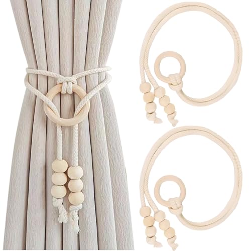 wilcractk 2 Stück Vorhang Raffhalter, Dreieckige Fransen Raffhalter für Vorhänge, aus (21×19×2,2cm) für Wohnzimmer, Schlafzimmer & Büro, Fensterdekoration in (Beige) von wilcractk