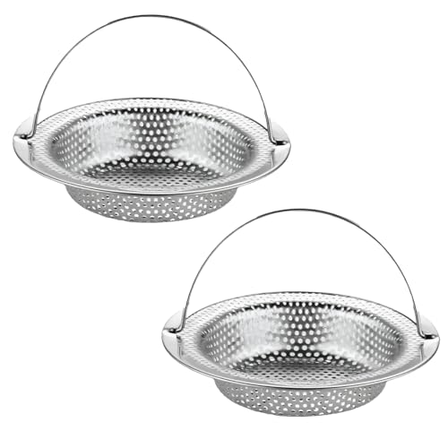 wilcractk Abflusssieb, Sieb für Spülbecken mit Griff aus Edelstahl, feinmaschig, 2 Stück, Küchenabflusssieb gegen Verstopfungen & Essensreste (Durchmesser 11cm, Innendurchmesser 8cm, Höhe 2cm) von wilcractk