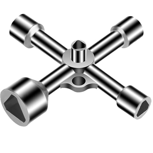 wilcractk 4 Wege 5 Size Dreikantschlüssel, Dreieckschlüssel Aus Zinklegierung 0.7cm, 1.0cm, 1.2cm, 1.3cm, 1.8cm Für Wasserzähler, Mülltonne, Aufzug, Absperrpfosten von wilcractk