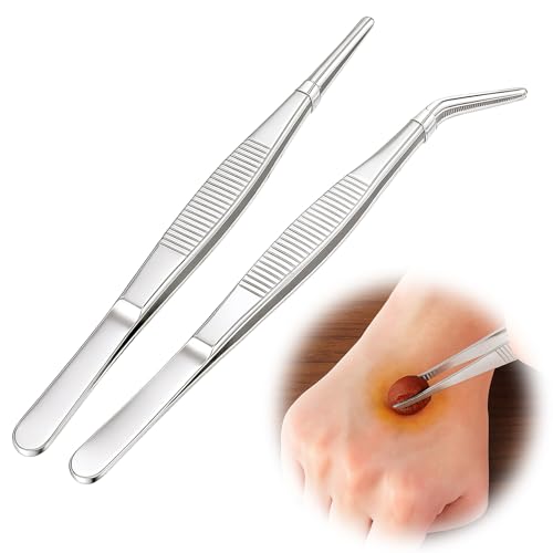 wilcractk Pinzette Set Gebogen Und Gerade Aus Edelstahl 14 cm Silber Extra Dick Mit Rutschfestem Griff Lang Für Basteln Elektronik Gartenarbeit Und Präzisionsarbeiten von wilcractk