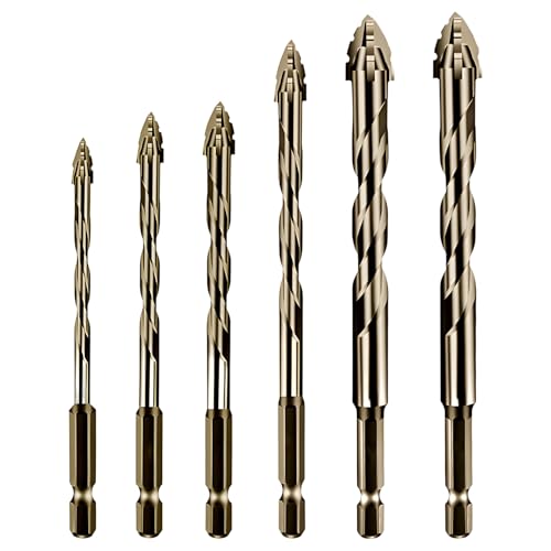 wilcractk Sägezahnbohrer Set mit Exzenterbohrer und Gewand mit 4 Schneiden 6 Größen 4 bis 12 mm Präzise Hartmetallbohrer für Keramik Glas Beton Mauerwerk Stein von wilcractk