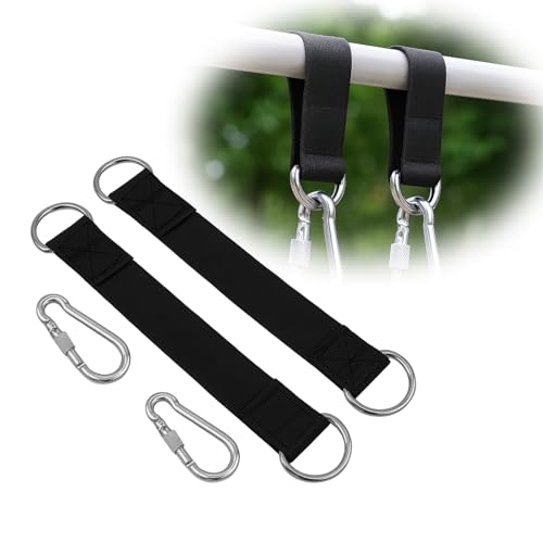 wilcractk Schaukel Befestigung Mit Seil Und Karabiner Robuste Tellerschaukel Aufhängung Schwarz 2 Paar Zubehör Für Hängematte Baum Garten Und Outdoor Camping von wilcractk