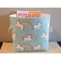 Aqua Einhorn Stoffkorb Mit Seilgriffen von wildfleurdelis