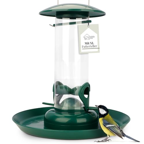 WILDLIFE HOME Körner Futtersäule mit XL Futterteller, Grün I Vogelfutterspender zum Aufhängen Garten & Balkon I Vogelfutterspender, Futterstation zur ganzjährigen Wildvögel Fütterung WILDLIFE HOME Körner Futtersäule mit XL Futterteller, Grün I Vogelfutterspender zum Aufhängen Garten & Balkon I Vogelfutterspender, Futterstation zur ganzjährigen Wildvögel Fütterung von wildlife home