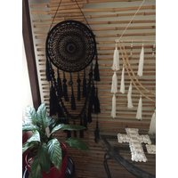 Großer Schwarzer Traumfänger Boho-Wanddeko | 32 X 110 cm von wildorchidaustralia