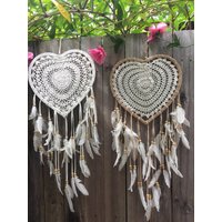 Handgehäkeltes Herz Für Traumfänger Boho-Wanddekor von wildorchidaustralia