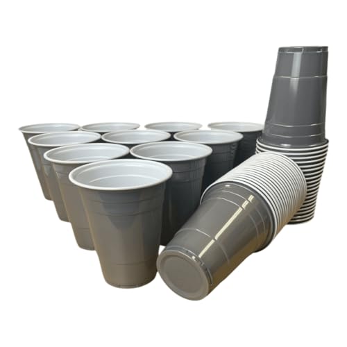 wildvival 50x Graue Party-Becher – Robuste Plastikbecher für jeden Anlass – 16 oz (473 ml) – Ideal für Partys, Picknicks und mehr von wildvival