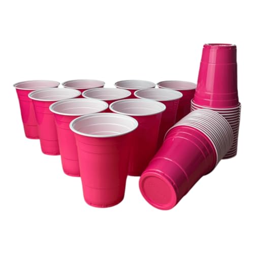 wildvival 50x Pinke Party-Becher – Robuste Plastikbecher für jeden Anlass – 16 oz (473 ml) – Ideal für Partys, Picknicks und mehr von wildvival