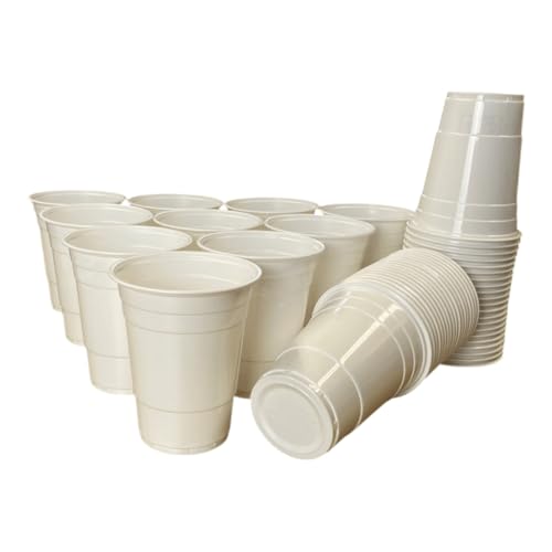 wildvival 50x Weiße Party-Becher – Robuste Plastikbecher für jeden Anlass – 16 oz (473 ml) – Ideal für Partys, Picknicks und mehr von wildvival