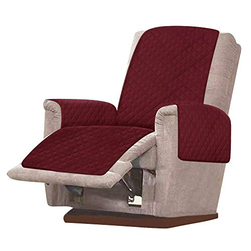 willkey Bezug für Relax-Sessel, gesteppt, Sessel, neigbar, weich, Schutz für Sofa, 1 Sitzer, rutschfest, für Haustiere, rot, Une Places von willkey