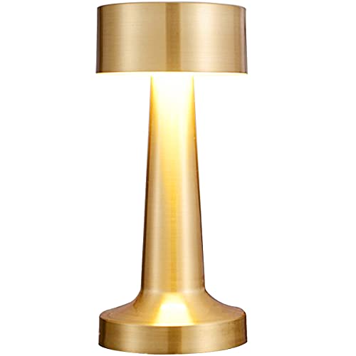 willkey Tischlampe,Dimmbar Tischleuchte,Led Tischleuchte Metall,Touch Steuerung Augenschutz Leselampe,Kabellose Tischlampe Mit akku,USB Wiederaufladbare,Warmweiß Light,Golden (A) von willkey