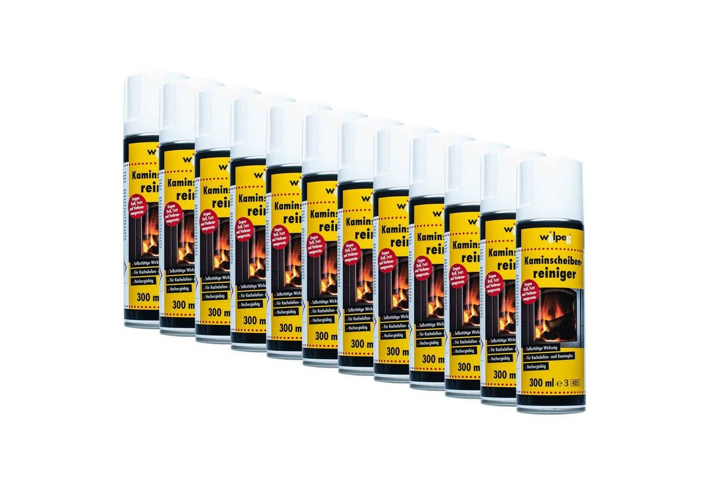 wilpeg® Kaminscheibenreiniger Set, Glasreiniger, Scheibenreiniger 12x 300ml Scheibenreiniger von wilpeg®
