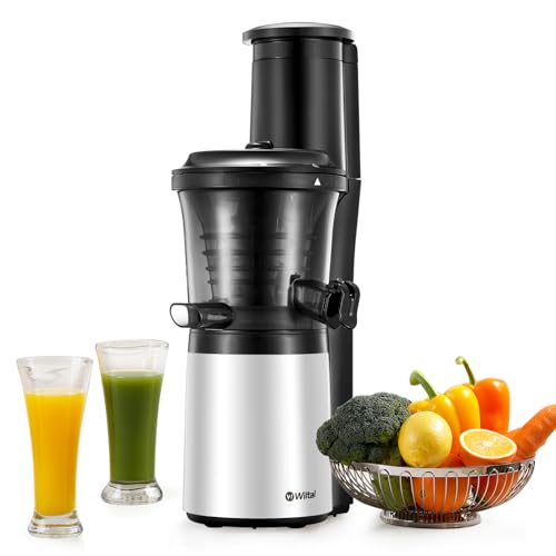 Wiltal | Slow Juicer | Entsafter Gemüse und Obst | Mit 76 mm Öffnung | Elektrischer Entsafter für Obst | Ruhiger Motor | Leicht zu Reinigen | JC-280 | 150 Watt | BPA Frei | Weiß von wiltal