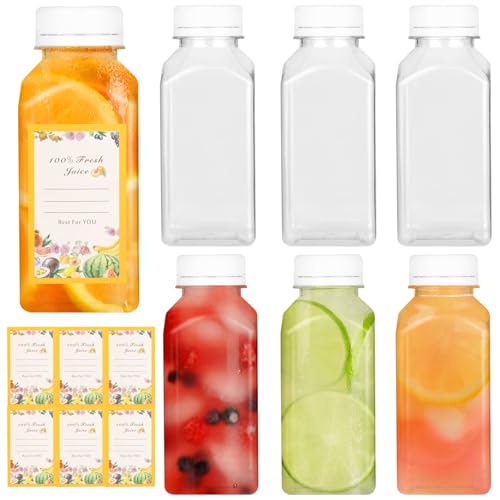 250ml Shot Flaschen zum Befüllen, 6PCS Saftflaschen zum Befüllen Wiederverwendbare Leere Plastikflaschen zum Befüllen Kleine Trinkflasche 250ml für Kühlschrank Smoothie Wasser Milch Getränke von winbest