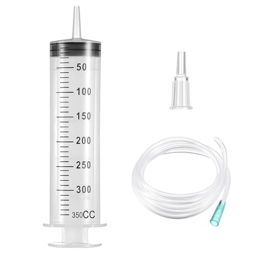 Große Spritze 350 ml Spritzen Spritze mit Schlauch Plastikspritze Wiederverwendbare Flüssige Spritze für Labor, Industrie, Garten von winbest