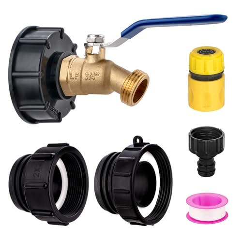 275-330 Gallonen IBC Tote Tank Adapter, 3 Größen IBC Tote Schlauchadapter:5.1 cm grob, 5.1 cm fein, 6.2 cm Feingewinde, 3/10.2 cm NPT Inlet × 3/10.2 cm männlich GHT bleifreies Messing Schlauchlätzchen von windblowgrass