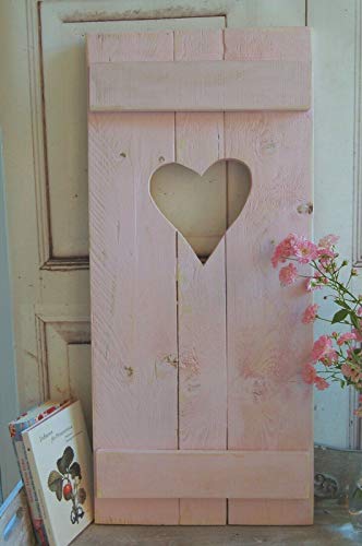 windschief-living Landhaus Fensterladen ROSA mit Herz,Shabby Antique chic Handgefertigt von windschief-living